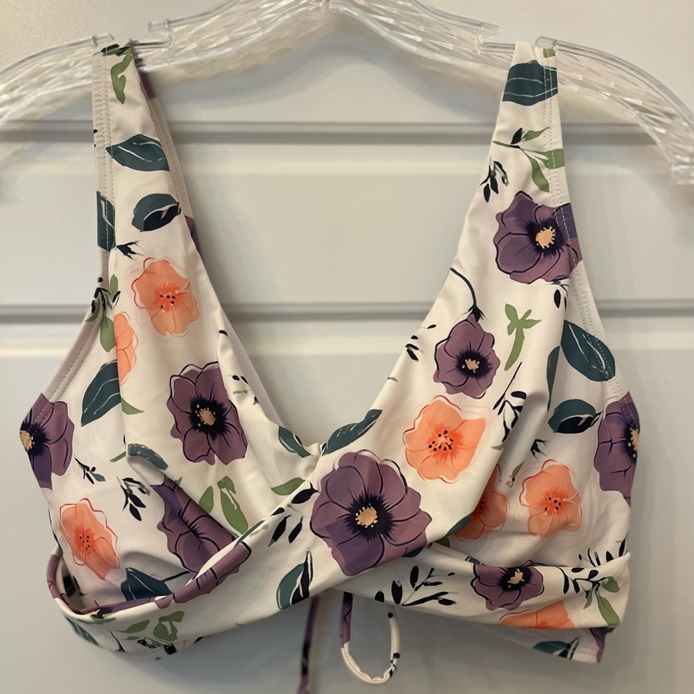 Summer Mae Floral -Solid Purple Bikini Maternity Swim Set Size:Large - Picture 9 of 10